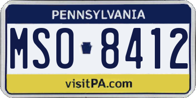 PA license plate MSO8412