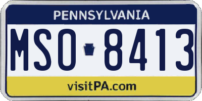 PA license plate MSO8413