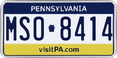 PA license plate MSO8414