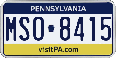 PA license plate MSO8415