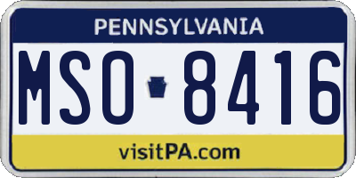 PA license plate MSO8416
