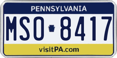 PA license plate MSO8417