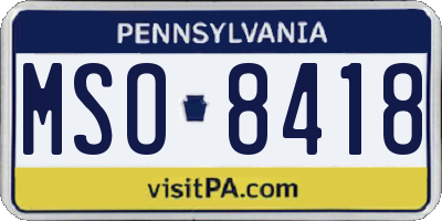 PA license plate MSO8418