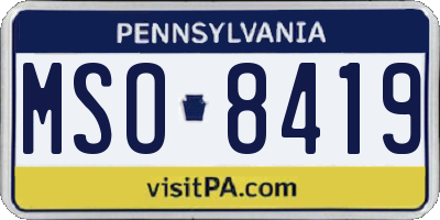 PA license plate MSO8419