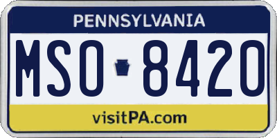 PA license plate MSO8420