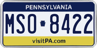 PA license plate MSO8422
