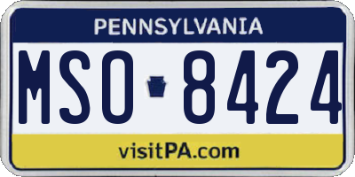 PA license plate MSO8424