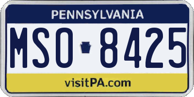 PA license plate MSO8425