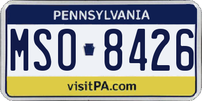 PA license plate MSO8426