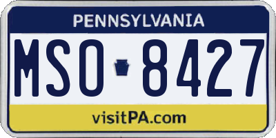 PA license plate MSO8427