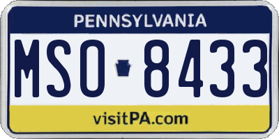 PA license plate MSO8433
