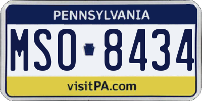 PA license plate MSO8434