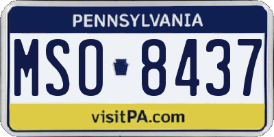 PA license plate MSO8437