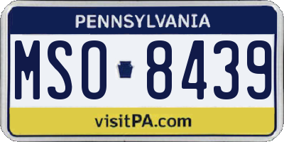 PA license plate MSO8439