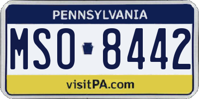PA license plate MSO8442