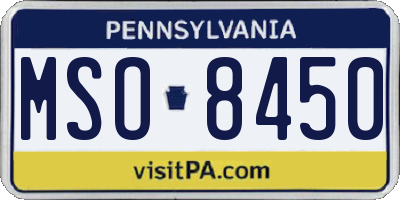 PA license plate MSO8450