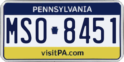 PA license plate MSO8451
