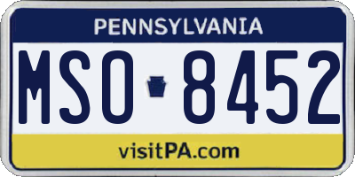 PA license plate MSO8452