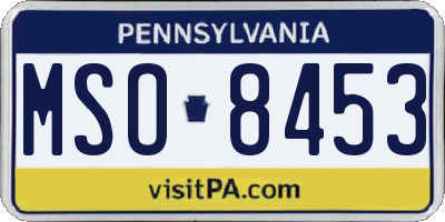PA license plate MSO8453