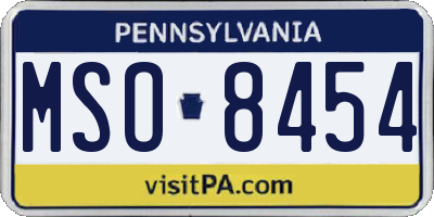 PA license plate MSO8454