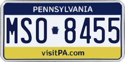 PA license plate MSO8455