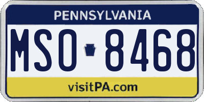 PA license plate MSO8468