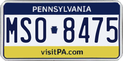 PA license plate MSO8475