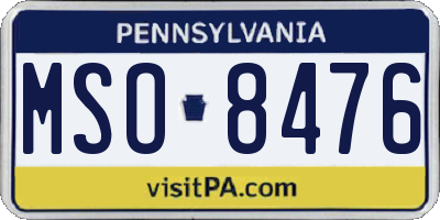 PA license plate MSO8476