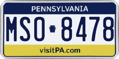 PA license plate MSO8478