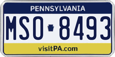PA license plate MSO8493