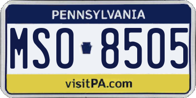 PA license plate MSO8505