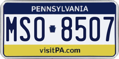 PA license plate MSO8507