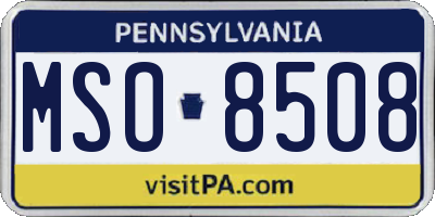 PA license plate MSO8508