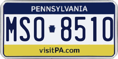 PA license plate MSO8510