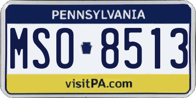 PA license plate MSO8513