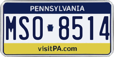 PA license plate MSO8514