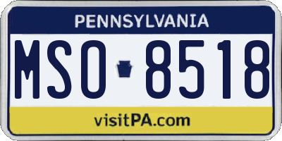 PA license plate MSO8518
