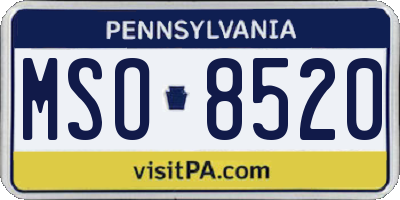 PA license plate MSO8520