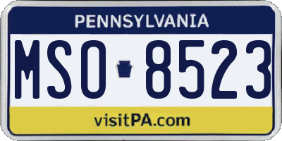 PA license plate MSO8523