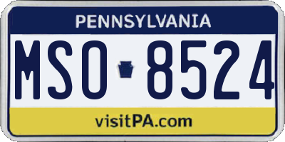 PA license plate MSO8524