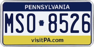 PA license plate MSO8526