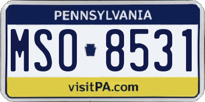 PA license plate MSO8531