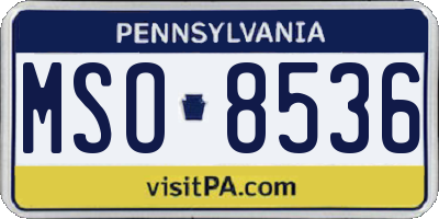 PA license plate MSO8536