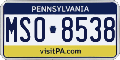 PA license plate MSO8538