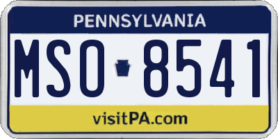 PA license plate MSO8541