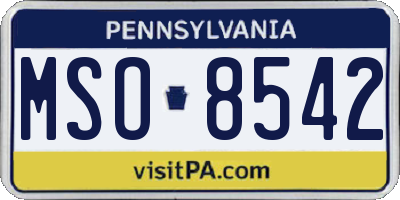 PA license plate MSO8542