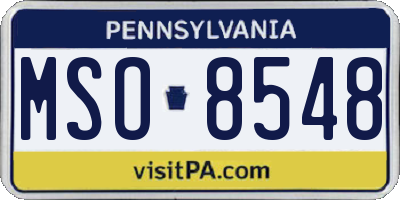 PA license plate MSO8548