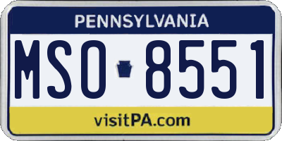 PA license plate MSO8551