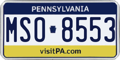 PA license plate MSO8553