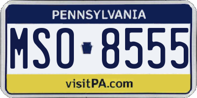 PA license plate MSO8555